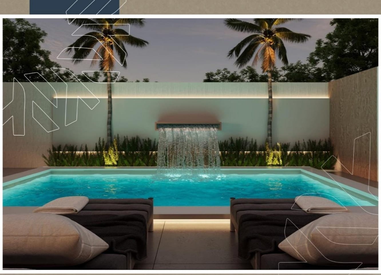 Pool at night — Danyah Villas, Al Basateen