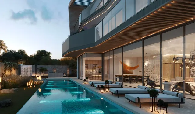 Pool at night — Knightsbridge Villas, Meydan District 11