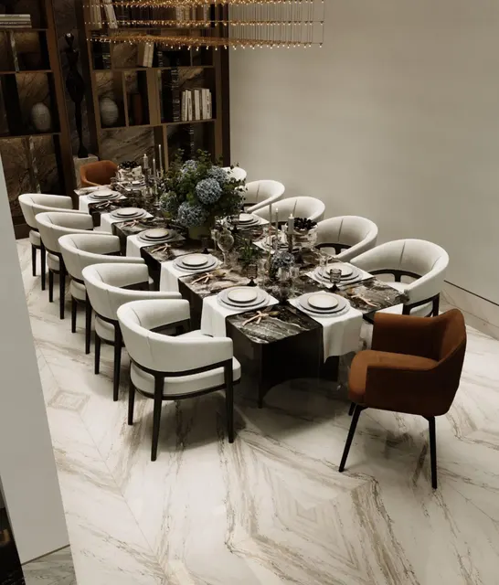 Dining room — Private Villa in Al Khalidiyah. Architectural visualisations supplied for this villa.