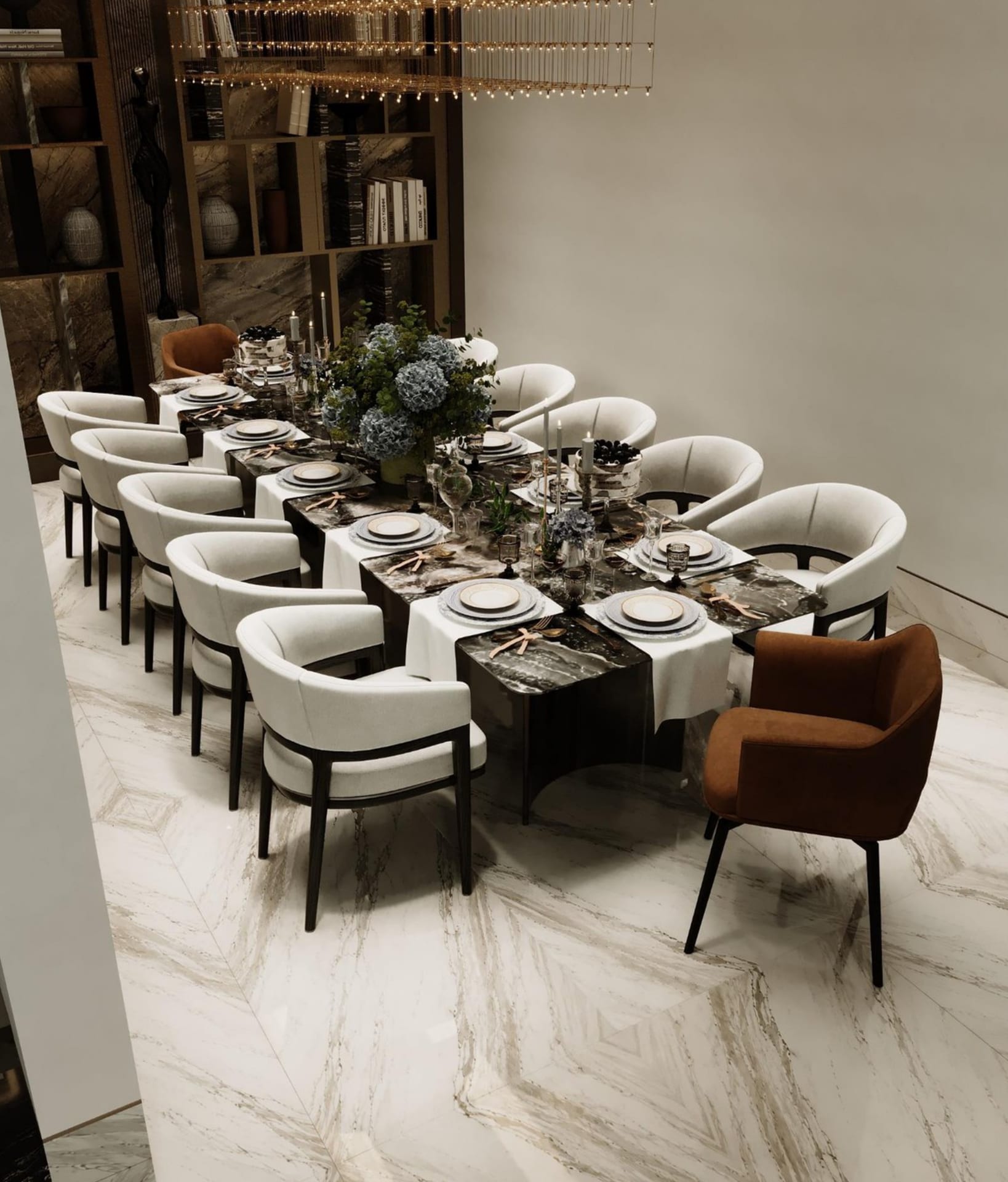 Dining room — Private Villa in Al Khalidiyah. Architectural visualisations supplied for this villa.