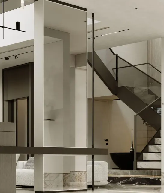Staircase — Private Villa in Al Khalidiyah. Architectural visualisations supplied for this villa.