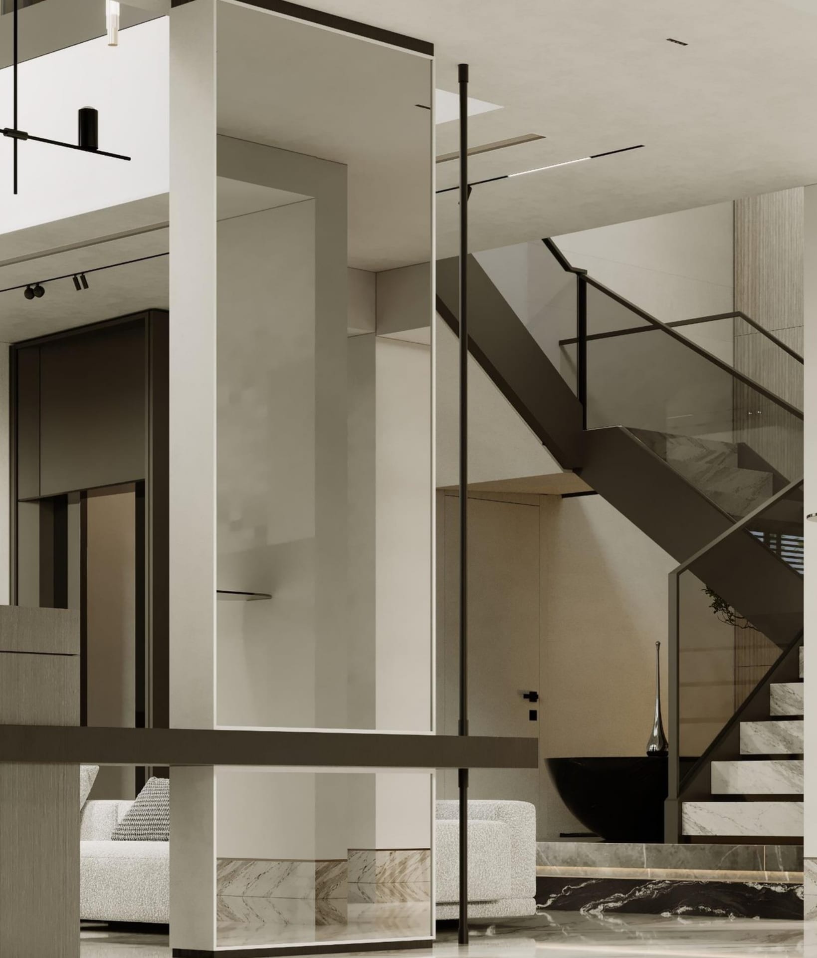 Staircase — Private Villa in Al Khalidiyah. Architectural visualisations supplied for this villa.