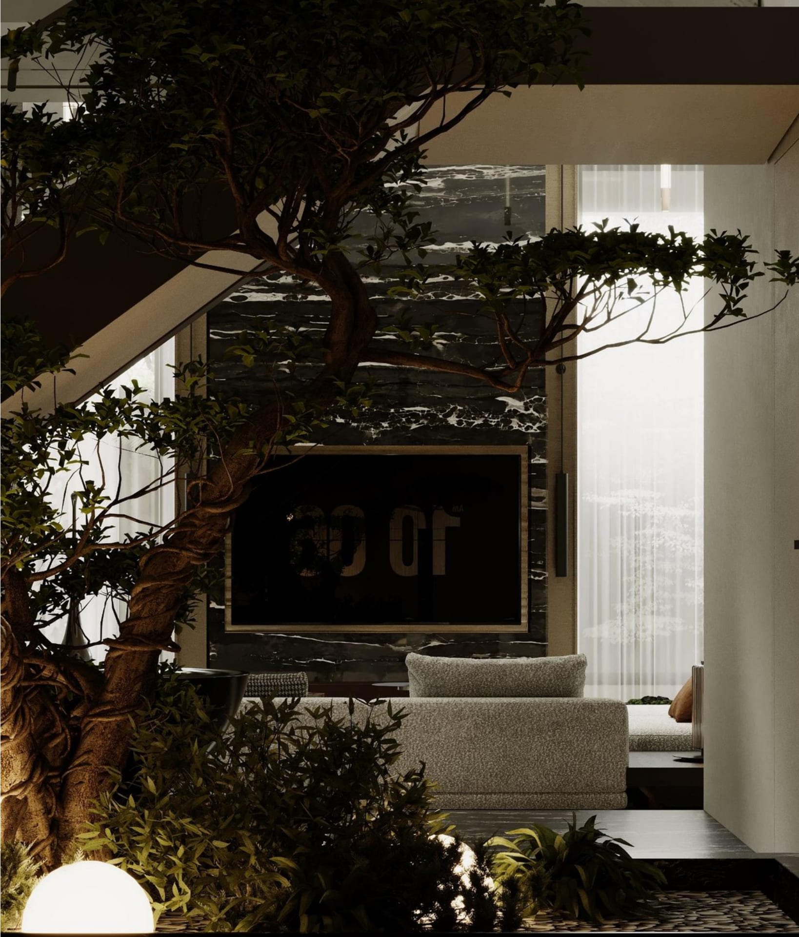 Garden — Private Villa in Al Khalidiyah. Architectural visualisations supplied for this villa.